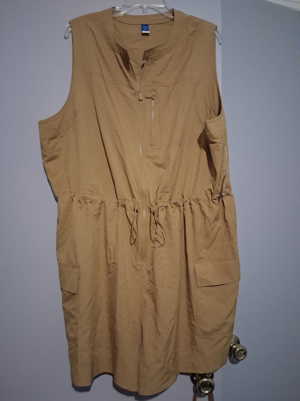 Old Navy XXL StretchTech Sleeveless Zip-Front Cargo Romper 3-inch Gorpcore